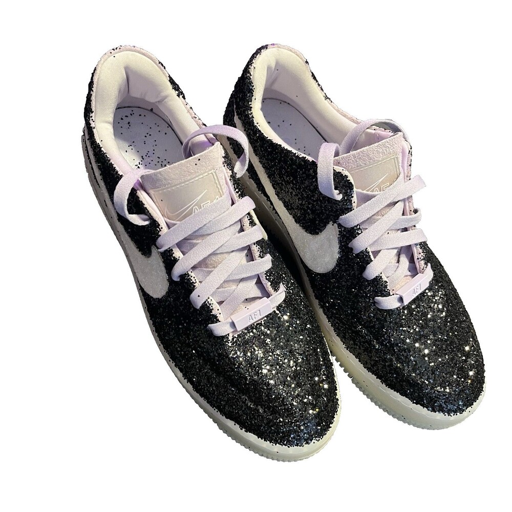 Custom Black Glitter Nike Air Force 1 Sage Low LX Violet Mist Women’s 10 NIB